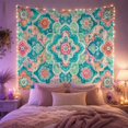 thumbnail image 2 of Teal Floral Mandala Tapestry Wall Hanging, 2 of 7