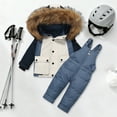 thumbnail image 2 of Staki Snow Suit Boy Boys Ski Jacket and Snowbib Snowsuit Set 2 Piece Zip Up Jacket and Overall Snowsuit Set for Little Kids 6M,12M,18M,24M,3-4Y(Blue,6-12 Months), 2 of 6