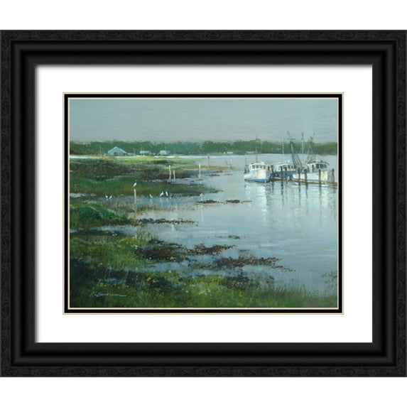 Bansemer, Roger 24x20 Black Ornate Wood Framed with Double Matting Museum Art Print Titled - Oyster Beds