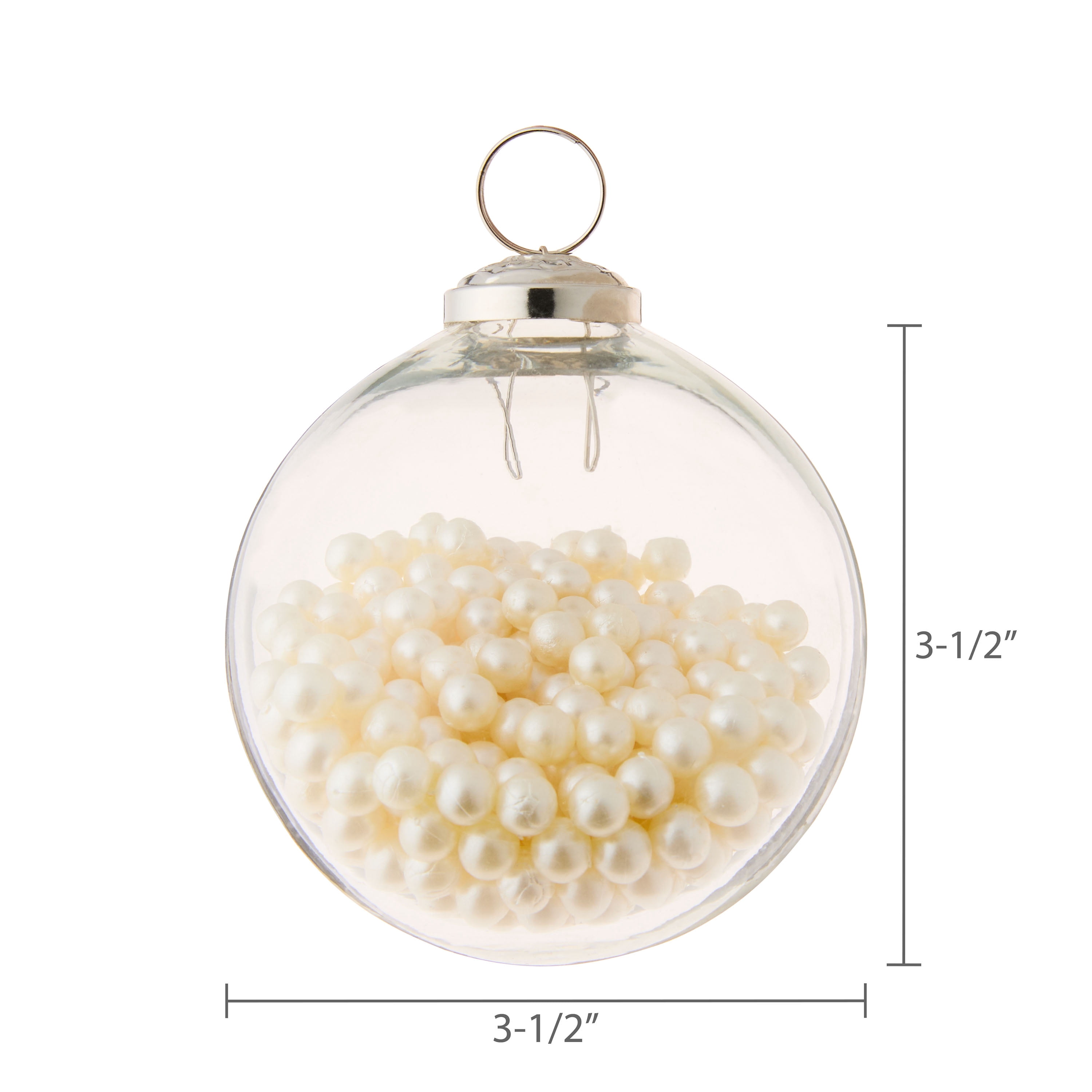 2 Count White Pearl Glass Christmas Ornaments, 3.55 in, by My Texas House