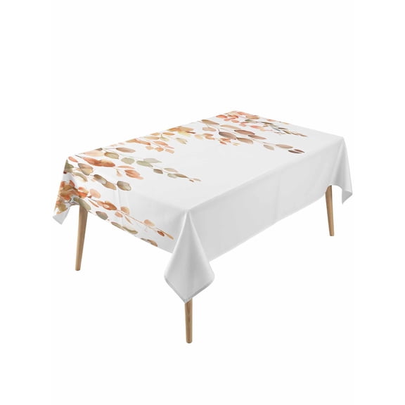 Orange Botanical Table Cloth, Watercolor Leaf Fall Thanksgiving Waterproof Tablecloth for Rectangle Tables, Reusable Washable Fabric Table Cover for Restaurant Kitchen Dining Tables 54"x108"