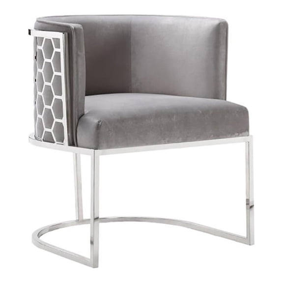Uptown Club Diamond 15" Modern Luxurious Velvet Dining Chair in Gray