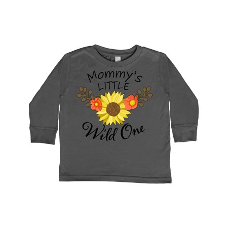 

Inktastic Mommy s Little Wild 1 with Beautiful Sunflower Gift Toddler Boy or Toddler Girl Long Sleeve T-Shirt