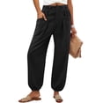 thumbnail image 2 of Hurxie Womens Baggy Wide Leg Pants Casual Elastic Waisted Palazzo Harem Pants with Pockets Black,L, 2 of 8