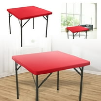 Elastic Fitted Tablecloth Waterproof Stain-Resistant Stretch Table Cover Easy to Clean Polyester Fabric for Indoor/Outdoor Use Fits Folding Tables for Picnic,Camping,Parties Daily Dining