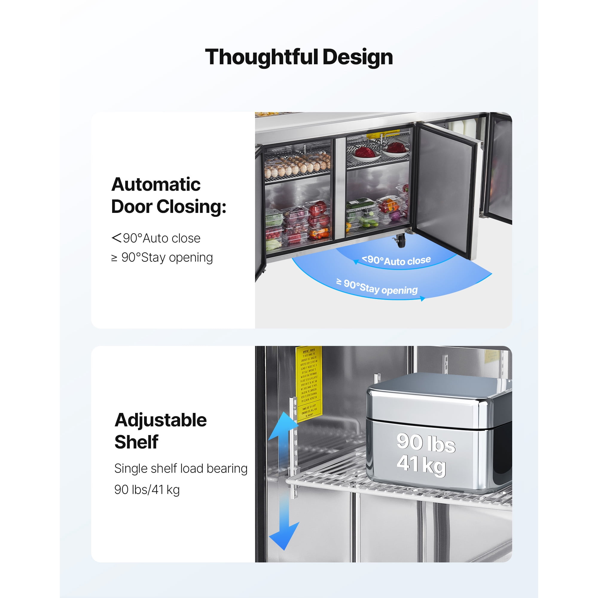 KFFKFF 72"W Commercial Refrigerator, 18.7 Cu. Ft Sandwich Prep Table, Food Prep Fridge with 18 Pans and Cutting Board, Stainless Steel Salad Prep Cooler for Restaurant and Food Truck