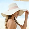 thumbnail image 5 of HONHUZH Summer Hats Womens Wide Brim Straw Sun Hat With Satin Bow Foldable Summer Beach Hat, 5 of 7