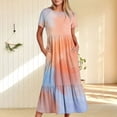 thumbnail image 2 of Diufon Robes d'Été pour Femmes Col Rond Manches Courtes Robe Maxi Imprimée Tendance avec Poches, 2 of 6