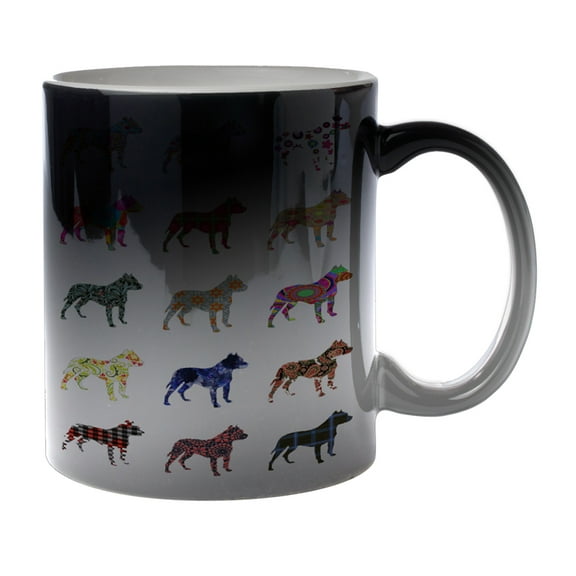 KuzmarK Black Heat Morph Color Changing Coffee Cup Mug 11 Ounce - Pitbull Dog