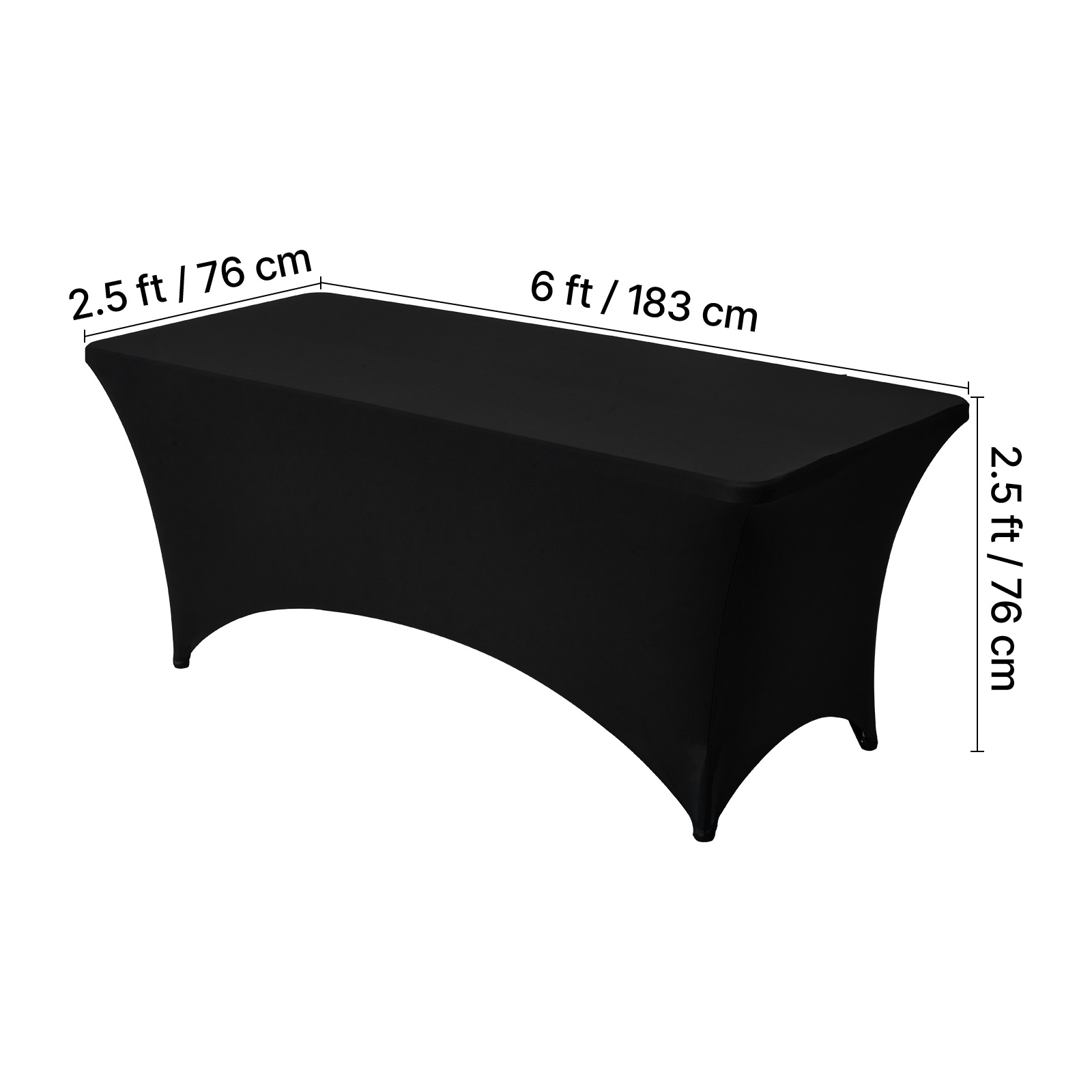 VEVOR 6 Pack Table Cloth for 6FT Rectangular Fitted Events, Wrinkle-Resistant Stretch Black Table Covers, Washable Spandex Tablecloth Protector, for Party, Wedding, Cocktail, Banquet, Festival