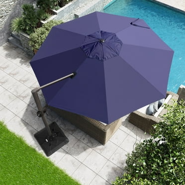 Pellebant  Patio Cantilever Offset Umbrella 12 FT Round with No Base Navy Blue