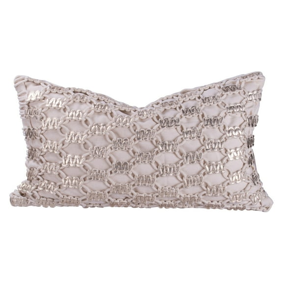 A and B Home A&B Home Gold and Natural Rectangular Textured Throw Pillow