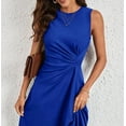 thumbnail image 4 of Women's Summer Dresses Sleeveless Ruched Waist A Line High Low Midi Cocktail Dress, 4 of 7