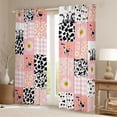 thumbnail image 2 of jejeloiu Milk Cow Pattern Curtains Pack of 2 (42x84 Each),Western Cowgirls Theme Curtains Blackout,Pink Patchwork Geometric Chekcered Bedroom Curtains For Girls Kids,Microfiber Bedroom Decor, 2 of 6