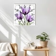 thumbnail image 3 of Purple Tulips Wooden Wall Clock Silent Non Ticking, Green Leaf Country Flower White Botanical Square Wall Clocks Battery Operated, Decor Clock for Home Office, Living Room, Kitchen, 12 Inch, 3 of 9
