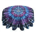 thumbnail image 4 of Colorful Tie Dye Pattern Round Tablecloth 60"x60",Wrinkle Wipeable Table Cloth for Kitchen Dining Room Picnic Patio Party, 4 of 6