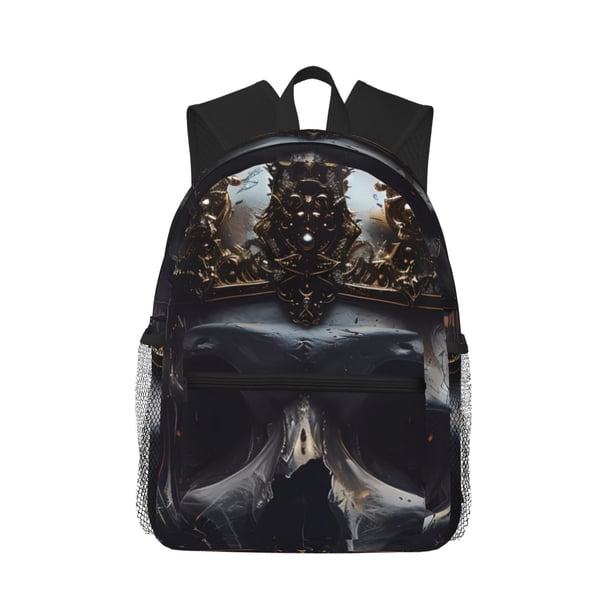 Easygdp Royal Skull With Golden Crown Mochila Casual para Portátil, Mochila para Escuela, Viajes, Negocios