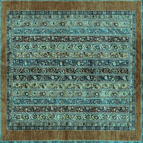 Ahgly Company Indoor Square Abstract Light Blue Modern Area Rugs, 5' Square