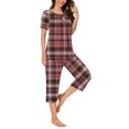 thumbnail image 4 of Tnhcen Women's Short Sleeve Pajamas Set Round Neck Nightwear with Capri Pants Soft Pjs Set Homewear S-3XL, 4 of 6