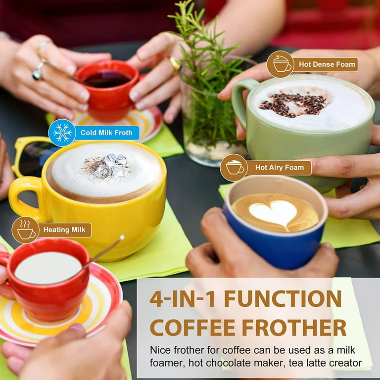 Milk Frother, Electric Milk Steamer 4 in 1 Foam Maker for Hot and Cold Milk  Froth, Frother for Coffee, Latte, Cappuccino, Milk Warmer Heater
