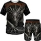 thumbnail image 3 of Conjunto de camiseta y pantalones cortos con estampado de dragón para hombre, chándal con estampado de dragón vintage impreso en 3D, camiseta Y2K, conjunto de verano de dos piezas, novedad de 2024, 3 of 5
