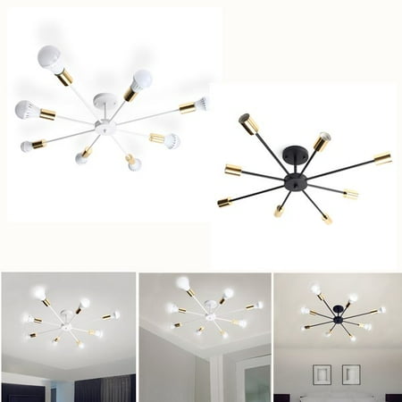 Dining Room Lights Modern Black White Modern Style Flush Mount Designers Metal 8-Light Ceiling Lamp Chandelier Lighting Fixure Home Decoration for Dining Room Kitchen Living Room ()