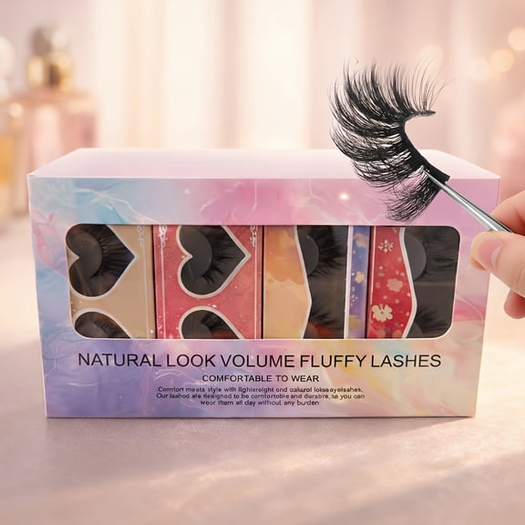 24-Pair False Eyelashes Set Multipack, Wispy Crisscross Mixed Styles, Reusable & Natural Look Strip Lashes, Lightweight Day to Night Wear, Gift Ready Packaging