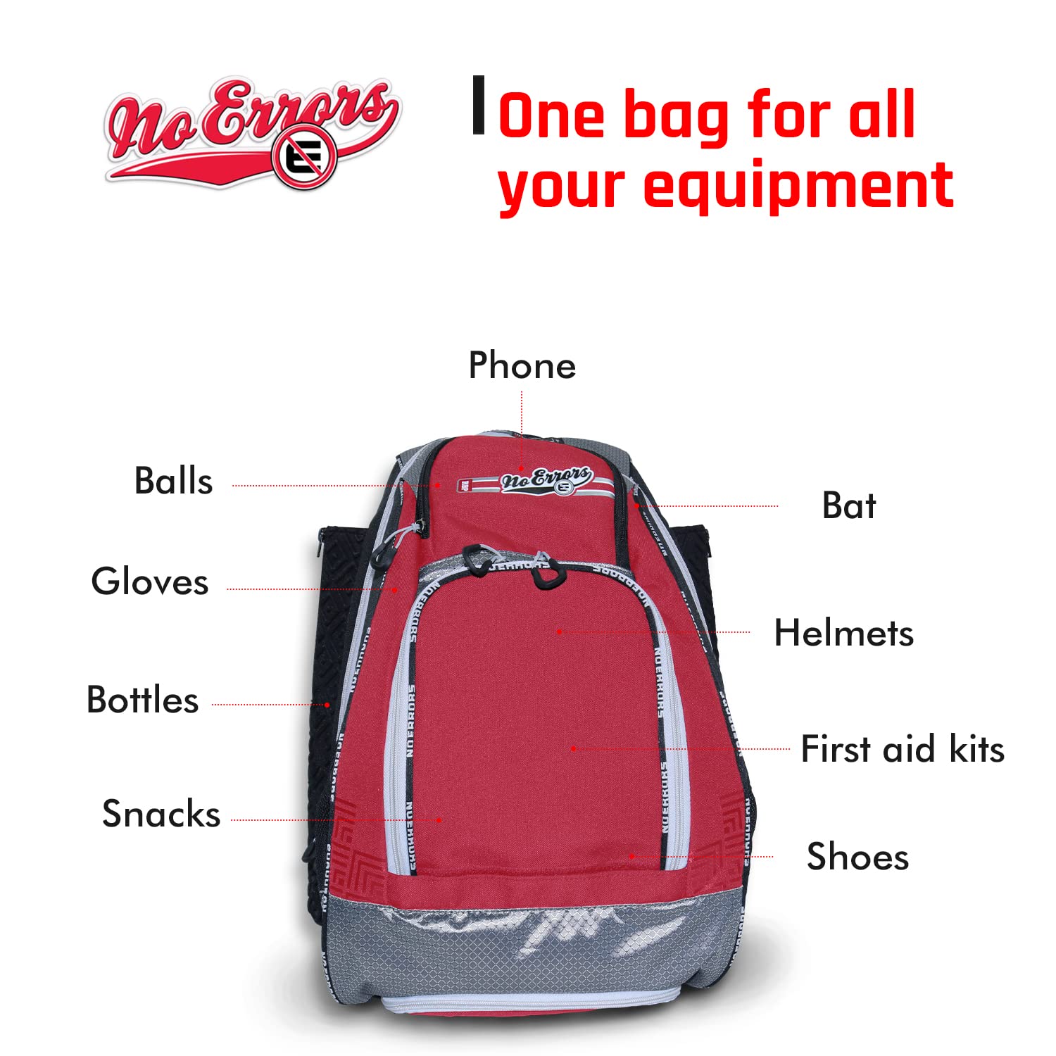 Sports RBP Rookie Baseball and Softball Backpack - Youth Baseball and Softball Bat Bag with Fence Hooks - Baseball and Softball Equipment Bag for Kids