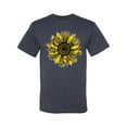 thumbnail image 2 of Artsy Cheetah Leopard Print Sunflower Fashion Men's Graphic T-Shirt, Vintage Heather Navy, Small, 2 of 3