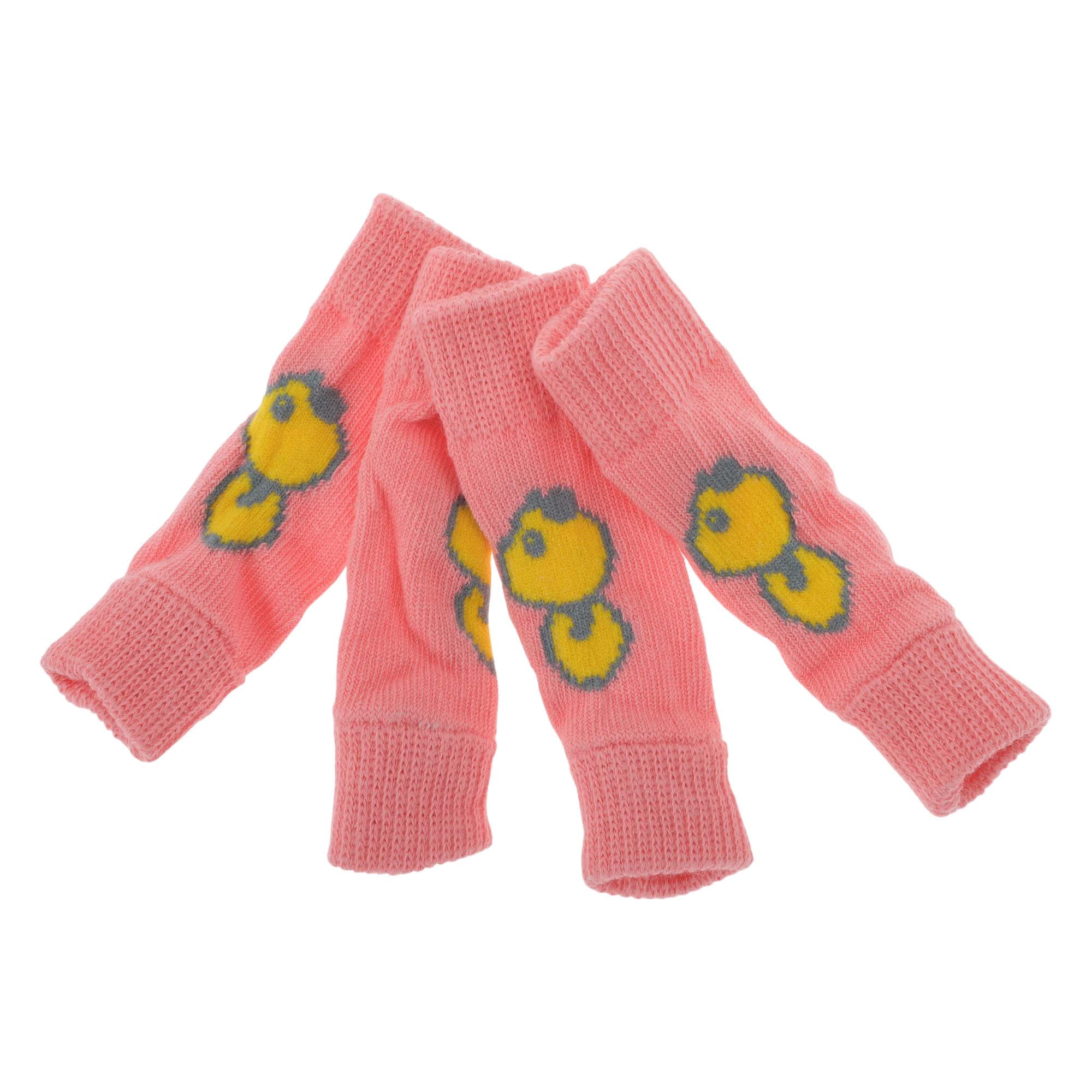 Unique Bargains Pack of 4 Dog Leg Soft Knitted Dog Socks Joint Protection Pink Pig S