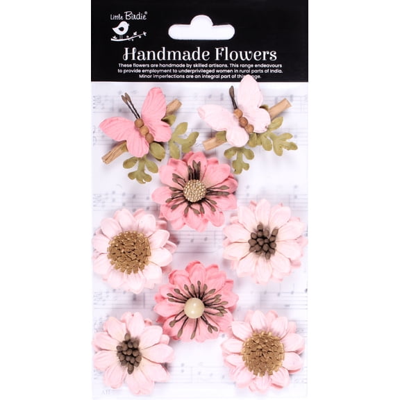 Little Birdie Arcadia Paper Flowers 8/Pkg-Pink Passion