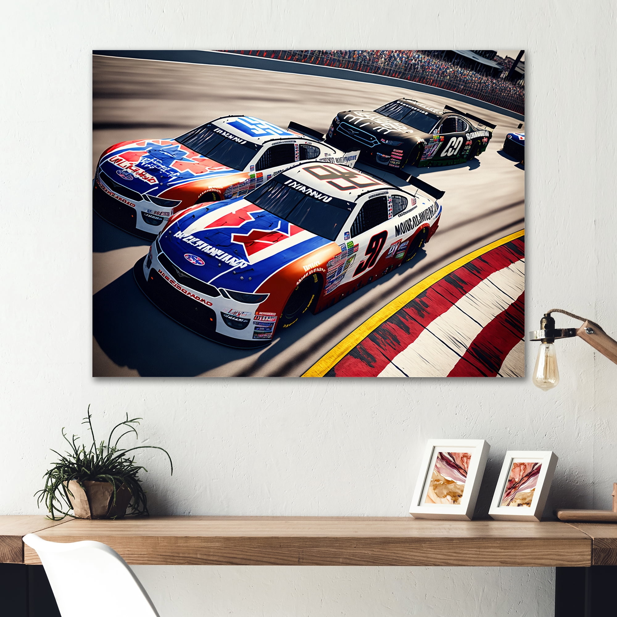Designart Stock Car Racing Last Lap VII Canvas Wall Art