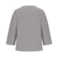 thumbnail image 5 of AherBiu Plus Size Tops for Women Button Notch V Neck 3/4 Sleeve Cotton Linen Lightweight Summer Shirt Blouse, 5 of 6