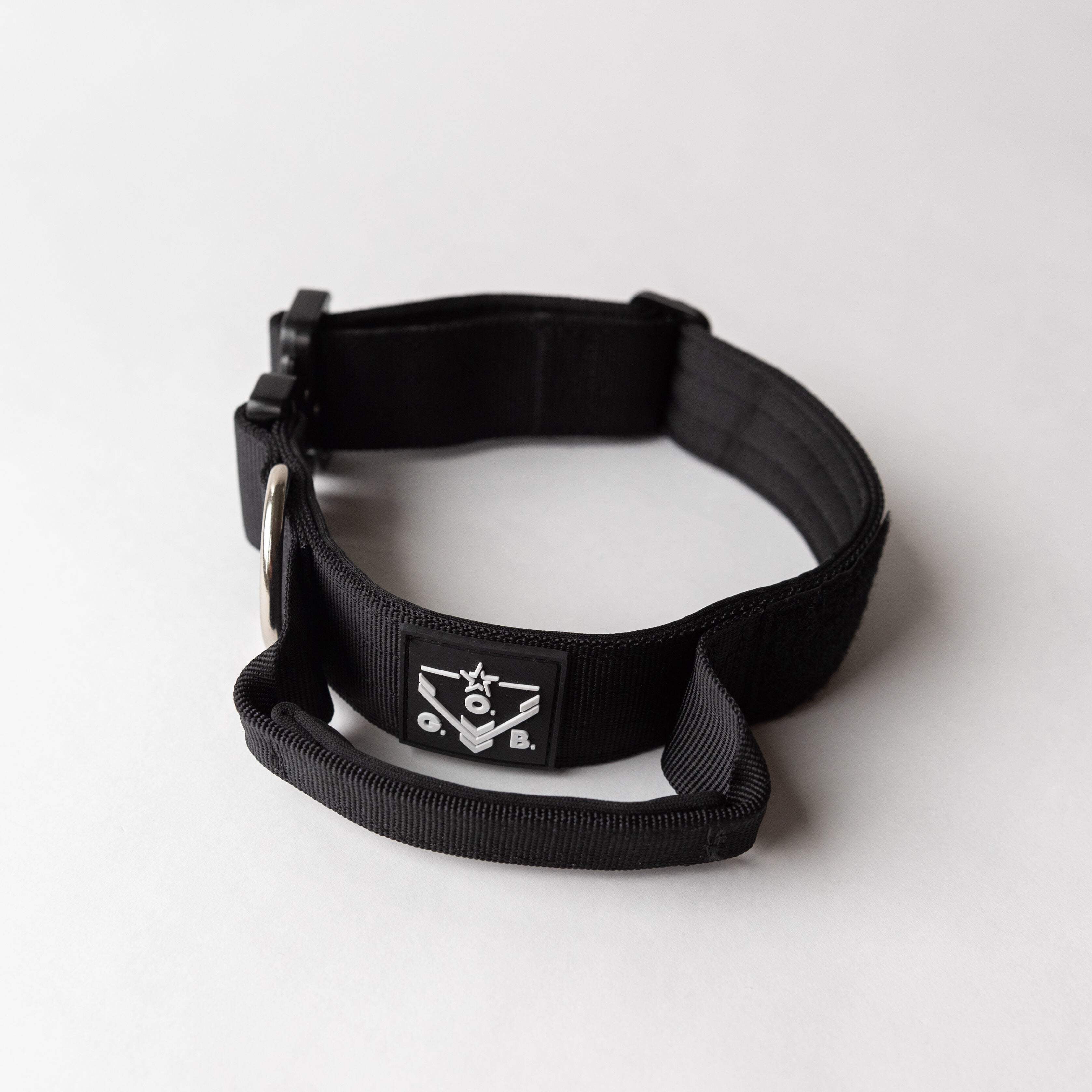 Operation Good Boy Dog Collar with Quick Release Buckle and Handle, for Large and Medium Dogs, Black