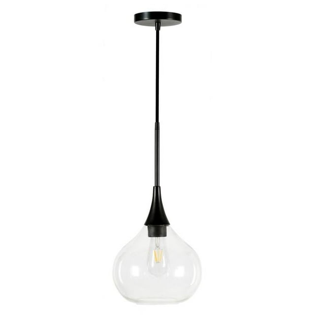 Hudson & Canal PD0622 Ida Matte Black & Clear Glass Pendant