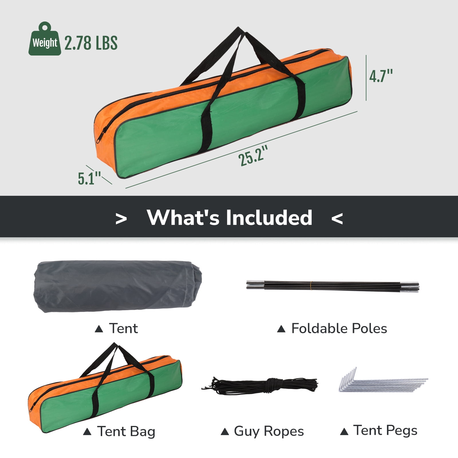 Zimtown All Season Single Person Oxford Fabric Instant Tent, Orange & Green
