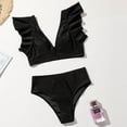 thumbnail image 5 of Juniors Bikini Sets Ruffle Cap Sleeve Slim V-Neck Tube Top and Full Coverage Modest Swimwear Bottom, 5 of 5