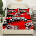 thumbnail image 4 of Gaming Fitted Sheet Teens Red And Black Gamer Sheets Video Game Bed Sheets Room Decor Bedding Twin Size 2 Pieces Sheets, 1 Fitted Sheet with 1 Pillowcase, 4 of 5