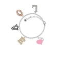 thumbnail image 2 of Delight Jewelry Silvertone Pink Heart with Nurse Hat Multi-Colored Crystal Love Charm Bracelet, 2 of 5
