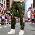 thumbnail image 4 of CONZONE American 250Th Anniversary Mens Cargo Pants Patriotic Star Striped Graphic Wide Leg Cargo Pants for Men Lightweight Relaxed Fit 4Th Of July Trousers With Pockets, 4 of 4
