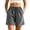 Gray, variant on Women's Drawstring Elastic Waist Cotton Casual Shorts, Side Hem Floral Leaf Embroidery Loose Summer Short Pants Gray XXXL(XXXL)