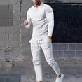 thumbnail image 2 of Lovskoo Men's Track Suits 2 Piece Set Round Neck Solid Color T-Shirt Set Sports Long Sleeve Hooded Casual Outwear & Jackets Sets White, 2 of 7