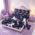 thumbnail image 2 of Manfei Cartoon Unicorn Queen Sheets 4 Pieces,Cute Floral Butterfly Queen Sheet Sets,1 Flat Sheet,1 Fitted Sheet and 2 Pillowcases, 2 of 6
