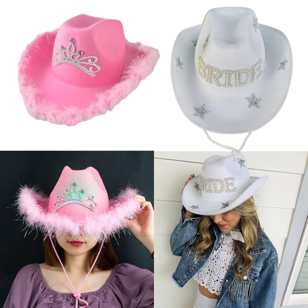 2 uds sombrero de sombreros de vaquero para mujeres señoras niñas accesorios de disfraces NOVIA+Rosa Soledad sombrero de vaquera