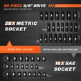 thumbnail image 2 of Juego de enchufes SUZUME 3/8 Drive de 50 piezas con trinquete y adaptadores, 2 of 8