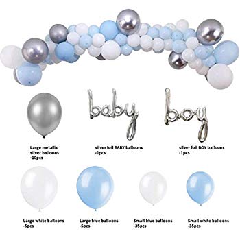 baby boy shower balloon arch