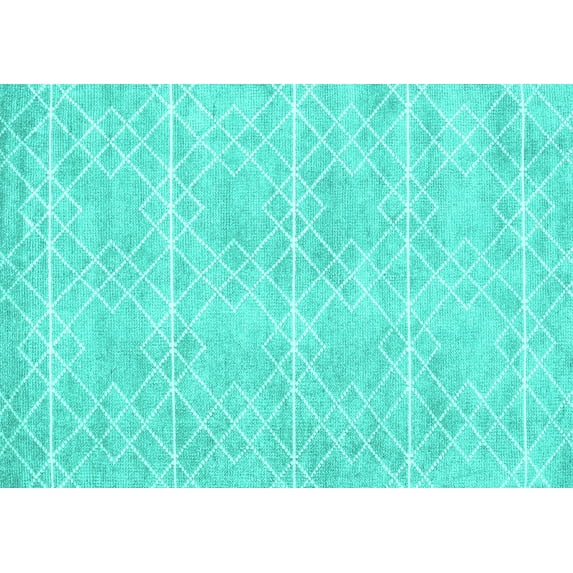 Ahgly Company Indoor Rectangle Abstract Turquoise Blue Contemporary Area Rugs, 8' x 12'