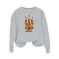thumbnail image 5 of Ounisa Halloween Women's Pullover Thanksgiving Sweatshirt Candle Printed Crew Neck Blouse Long Sleeve Tops with Pocket, 5 of 5