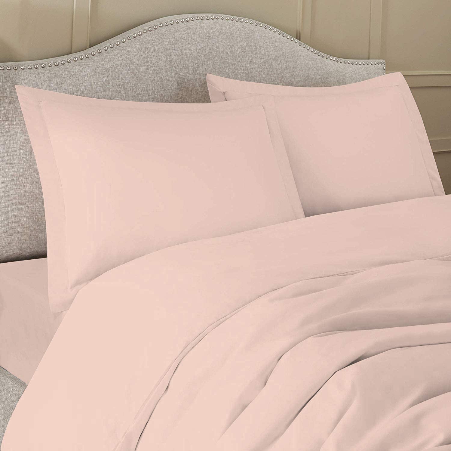 Duvet Cover Set with Zipper Closure 3-Piece Duvet Cover Set, King/California King (94''x104'') Size with Corner Ties,100% Egyptian Cotton 800 Thread Count, Ultra Soft and Easy Care- (Blush Solid)