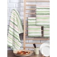 thumbnail image 2 of Green Pink Stripes Kitchen Dish Towels for Drying Dishes Set of 2, Gradient Geometric Smear Art Paint Waffle Weave Microfiber Hand Tea Bathroom Towels Quick Dry & Absorbent Towel 15.7x23.6, 2 of 7